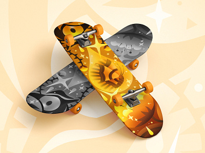 Collision:Amber (2) skateboard mockup amber design fairytale graphic illustration mockup pattern skateboard tiger