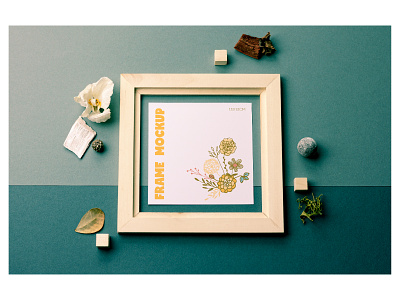 Square Frame Mockup digital flowers infusion layers print product mockup props square picture frame wooden frame