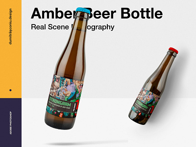 Amber Beer Bottle Mockup beer bootle mockup beer bottle beer branding beer label beer label design product mockup real photography scene generator