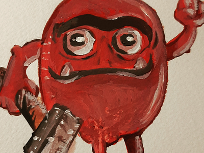 Red little demon gouache sketch