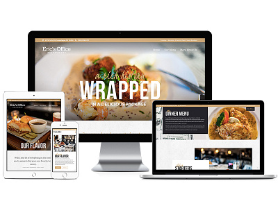 Eric's Office clean food photography green logo design responsive restaurant typography web design website wordpress