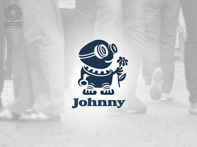 Johnny Robot Logo beautiful brand branding cute design flower give illustration logo logotype small vector