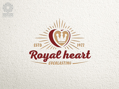 Royal heart logo beautiful brand branding buy logo crown design heart identity logo logotype rays red shines sun