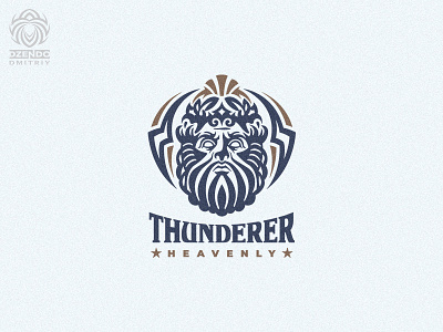 Zeus Logo beard beautiful brand deity face identity lightning logo logotype power sky