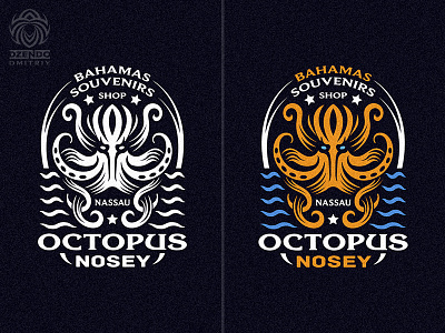 Octopus Nosey logo beautiful brand branding design identity logo logotype marine ocean octopus shellfish tentacles