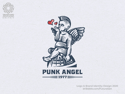 Little Punk Angel Logo airy beautiful brand branding design earth hairstyle heart kiss logo logotype love punk stylish