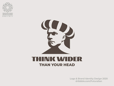 Think wider logo beautiful brain brand branding globally head identity large scale logo logotype man think thoughts wide