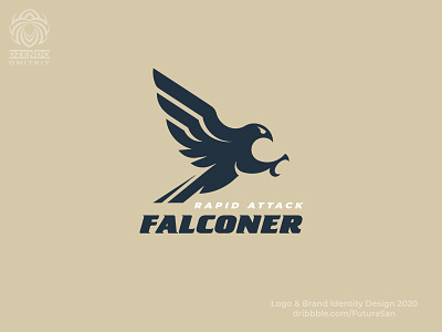 Falcon attack logo attack beautiful bird brand branding buy logo design hunter identity logo logotype