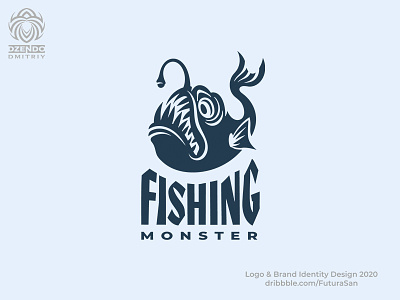 Fish monster logo beautiful brand branding buy logo danger depth design fish logo logotype monster sea teeth