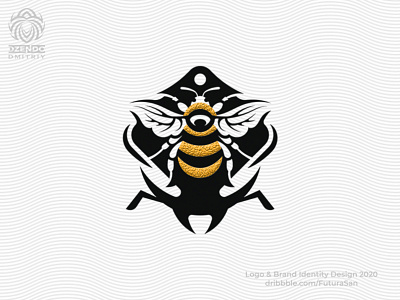 Bumblebee And Bee Head Logo animal beautiful bee brand branding bumblebee buy logo design furry honey logo logotype wings