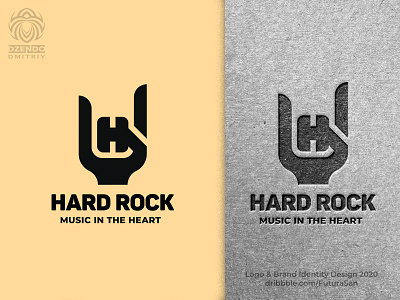 Letter H Hard Rock logo beautiful brand branding buy logo design fingers gesture hand heavy identity letter logo rock