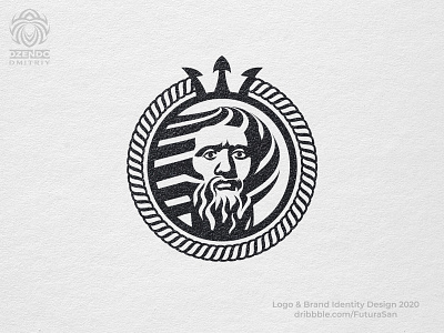 Poseidon logo bearded beautiful branding buy logo design logo logotype power sea