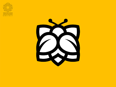 Bee on flower logo bee branding design flower logo logotype