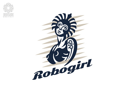 Robogirl logo android brand branding buy logo girl logo logotype robot