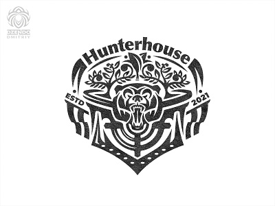 Hunting logo bear branding heraldic logo hunting identity logo