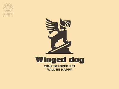 Winged dog logo animal branding dog logo pets winged wings