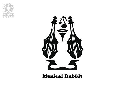 Musical rabbit logo animals branding hare logo music musical instrument negative space rabbit