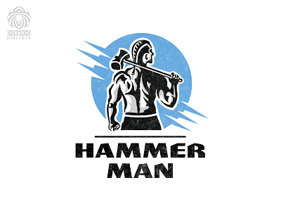 Hammer Man logo brand branding fitness gym hammer human logo logotype man muscles power sledgehammer sport strength exercises strong warrior workout