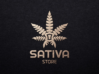 Logo Sativa Store cannabis drug green hemp leaf legalize logo logotype marijuana medical narcotic plant