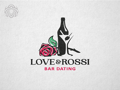 Logo Bar Dating Loverossi beautiful black brand buy logo dating design drink flower glass identity logo logotype love martini olive rose