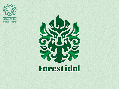 Forest Idol Logo beard beautiful brand buy logo crown deity forest god green identity idol leaves logo logotype