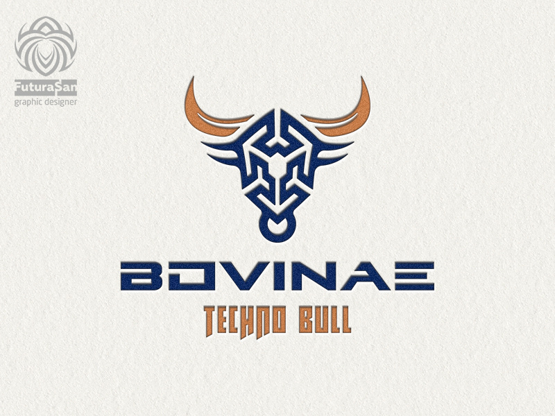 Bovinae Techno Bull Logo symbol animal branding design beautiful buy logo logotype identity brand logo muzzle horns abstraction buffalo bull