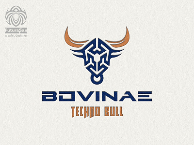 Bovinae Techno Bull Logo abstraction animal beautiful brand branding buffalo bull buy logo design horns identity logo logotype muzzle symbol