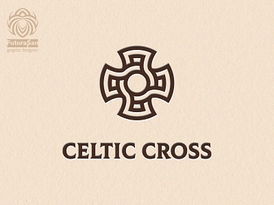 Celtic Cross Logo ancient beautiful brand branding buy logo celtic cross decoration design german god history identity line logo logotype ornament royal symbol viking