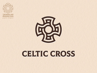 Celtic Cross Logo ancient beautiful brand branding buy logo celtic cross decoration design german god history identity line logo logotype ornament royal symbol viking