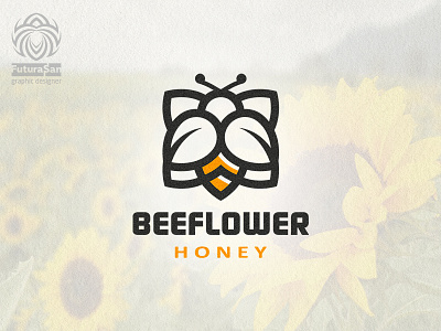 Beeflower Logo beautiful bee brand branding buy logo design flower honey identity logo logotype pollen symbol vector