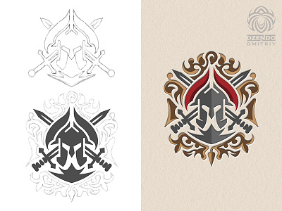 Spartan logo heraldry s beautiful brand branding design helmet heraldry identity logo logotype sketch sword