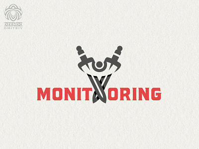 Security monitoring logo black brand branding design eye identity logo logotype protection security surveillance sword vector