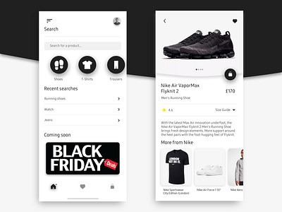 Minimal E-commerce app black design ecommerce grey iphone minimal ui ux white