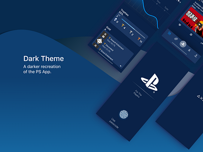 PlayStation Dark Theme 1/3 app black blue design game gaming app playstation ps4 ui ux