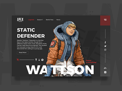 Apex Legends-Wattson apex legends black dark design gaming ui ux web