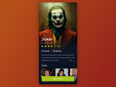 Joker app design movie ui ux web