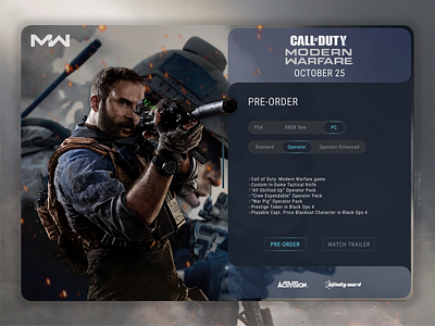 Call of Duty - Modern Warfare dark design game gaming shop ui ux web