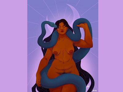 Mother body character color illustration mother naked poc snake texture woman