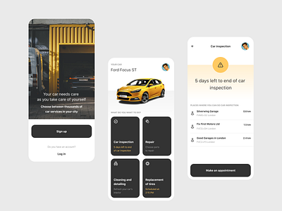 Car services app app design mobile ui ux