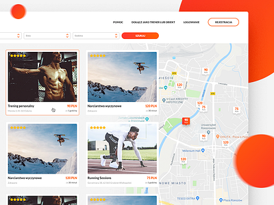 DO SPORT NOW — search results design map results search sport tiles ui ux website