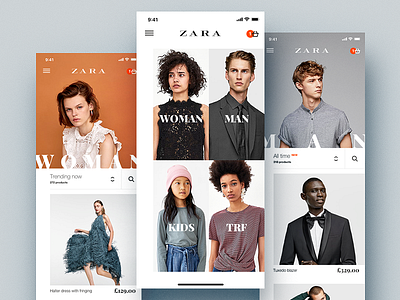 Fashion shop — collections app fashion menu mobile shop zara
