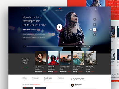 TED — talk page design landing page ted ui ux video player web website