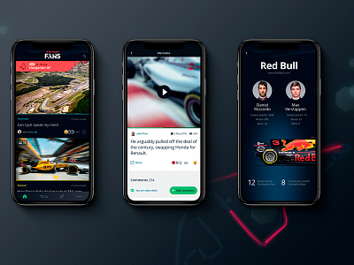 Motorsport FANS app design flat ui ux