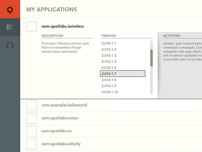 application version information application technical versions