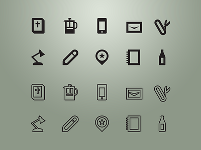 Outlined Fatliners icons lined