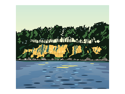 Lake Waconia cliff illustration illustrator lake landscape nature outdoors trees water
