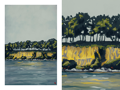 Lake Waconia Cliffs digital lake landscape painting procreate trees water