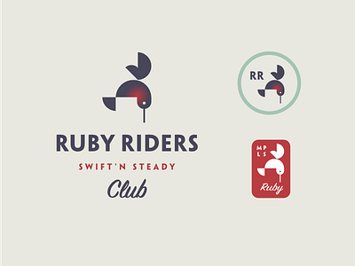 Ruby Riders club cycle hummingbird lockup logo