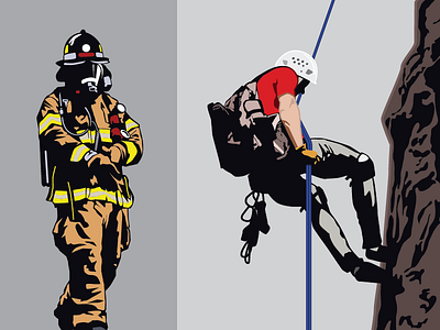 Rescue climb climber firefighter fireman illustrations mountain rescue