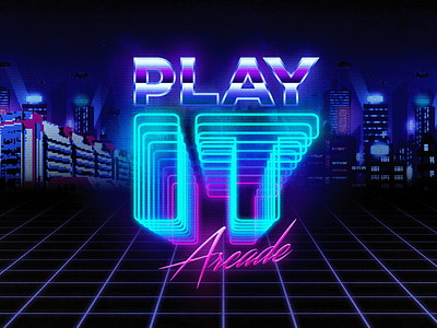 PlayIT 2019 – Logo & Branding branding illustration lettering logo retrowave typography vector